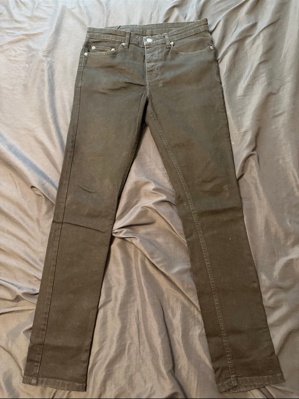 Ksubi Slim Straight Jeans in Dark Olive/Black
